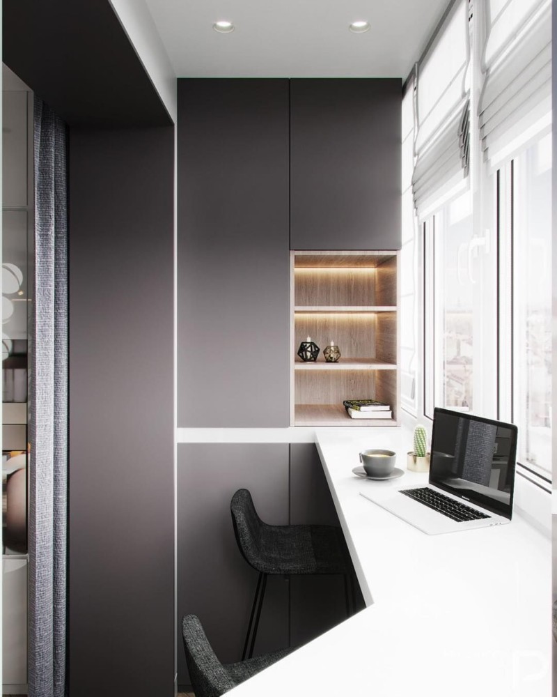 Кабинет на балконе: идей дизайна рабочего места